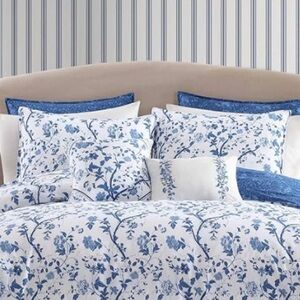 Laura Ashley Elise Blue and White Cotton pillow sham set